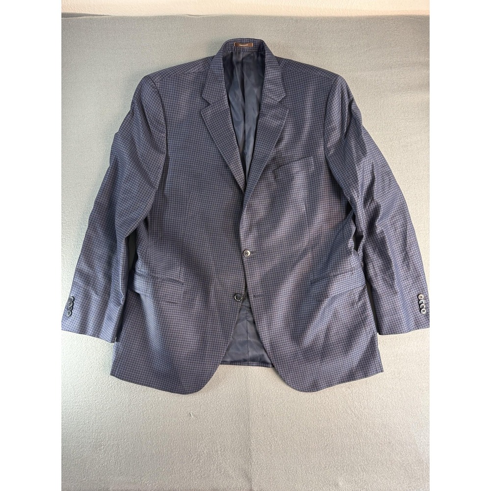 Peter‎ Millar Flynn Sport Coat Mens 46R 100% Wool Blue Brown Check Blazer Jacket